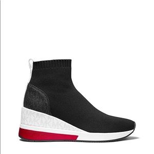 Michael Kors Skyler sneaker booties black red